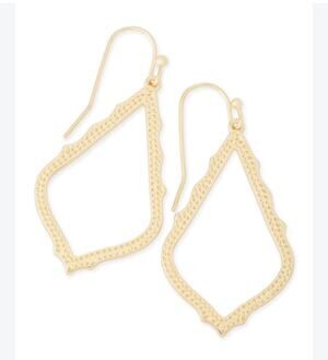 Kendra Scott Sophia Tear Drop Hoops Earrings Gold Tone
